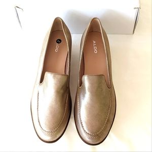 Aldo Rose Gold Metallic Loafers